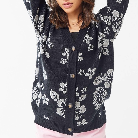Urban Black Floral Cardigan - Picture 1 of 3